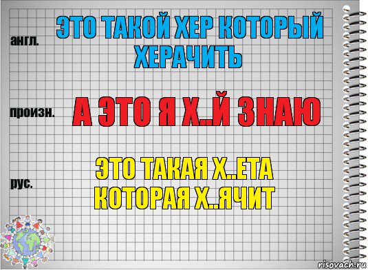 это такой хер который xерачить а это я х..й знаю это такая х..ета которая х..ячит, Комикс  Перевод с английского