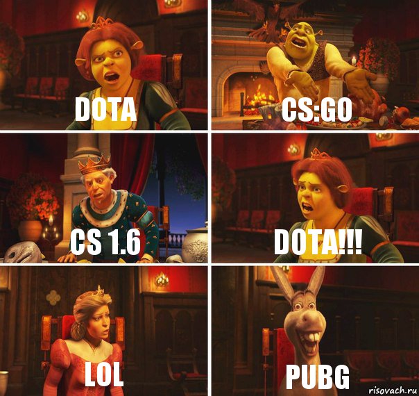 DOTA CS:GO CS 1.6 DOTA!!! LoL PUBG, Комикс  Шрек Фиона Гарольд Осел