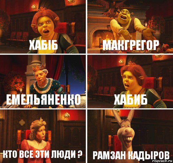 Хабіб Макгрегор Емельяненко Хабиб Кто все эти люди ? Рамзан Кадыров, Комикс  Шрек Фиона Гарольд Осел