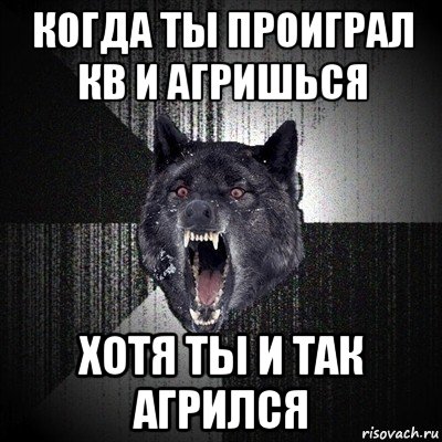 когда ты проиграл кв и агришься хотя ты и так агрился, Мем Сумасшедший волк