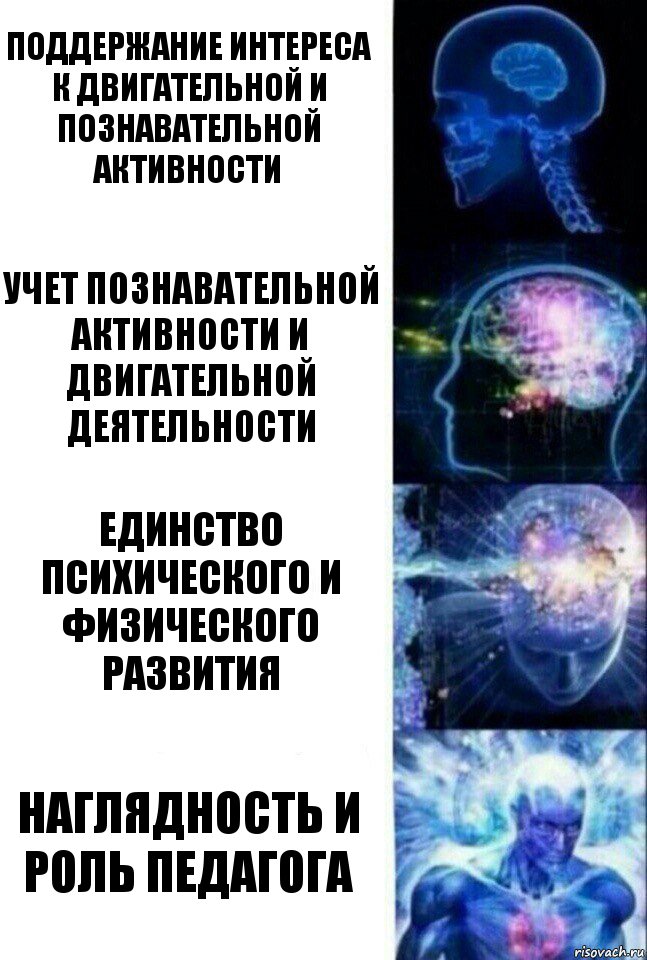 поддержание интереса к двигательной и познавательной активности учет познавательной активности и двигательной деятельности единство психического и физического развития наглядность и роль педагога, Комикс  Сверхразум