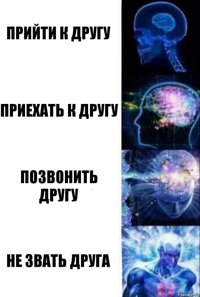 Прийти к другу Приехать к другу Позвонить другу Не звать друга, Комикс  Сверхразум