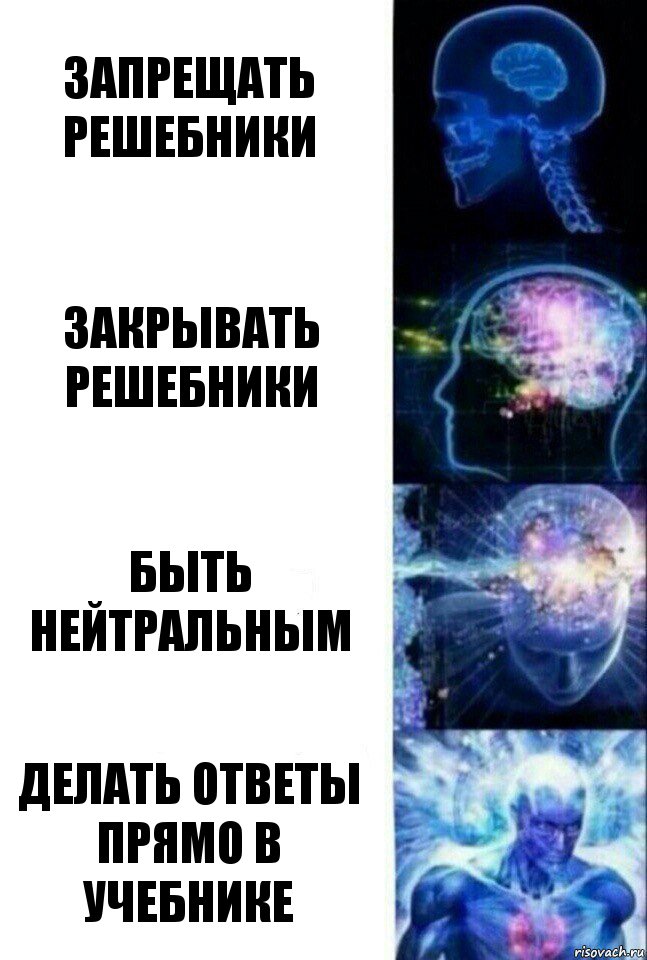 Запрещать решебники Закрывать решебники Быть нейтральным Делать ответы прямо в учебнике, Комикс  Сверхразум