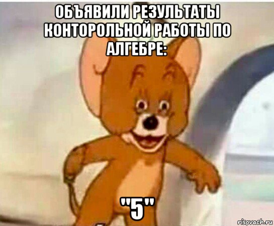 объявили результаты конторольной работы по алгебре: "5", Мем Упоротый джерри