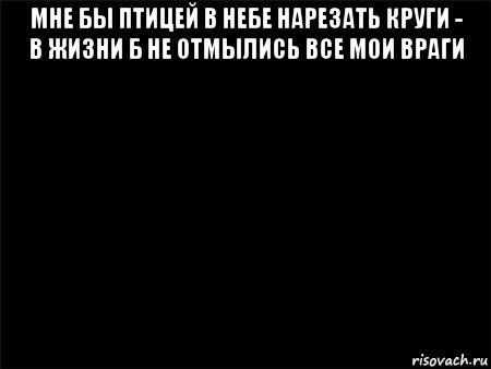 мне бы птицей в небе нарезать круги - в жизни б не отмылись все мои враги 