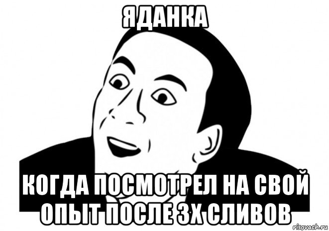 яданка когда посмотрел на свой опыт после 3х сливов, Мем   да ладно (Кейдж)