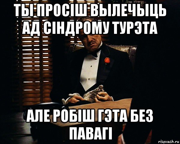 ты просіш вылечыць ад сіндрому турэта але робіш гэта без павагі, Мем Дон Вито Корлеоне