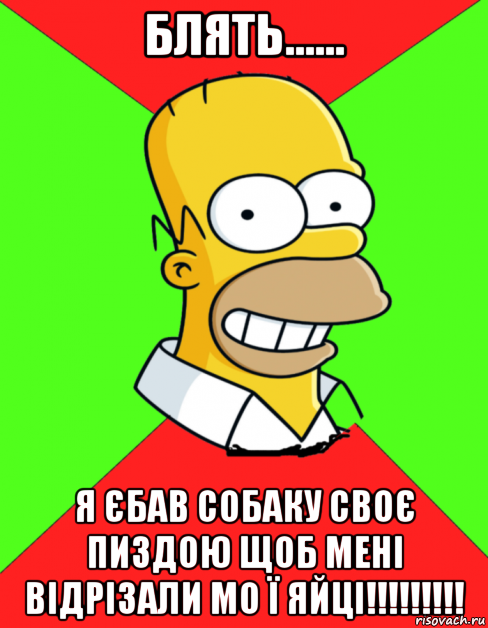 блять...... я єбав собаку своє пиздою щоб мені відрізали мо ї яйці!!!!!!!!!, Мем  Гомер