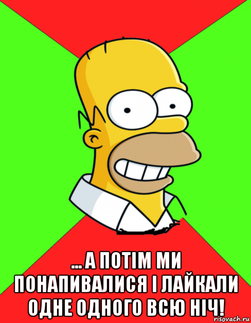  ... а потім ми понапивалися і лайкали одне одного всю ніч!, Мем  Гомер