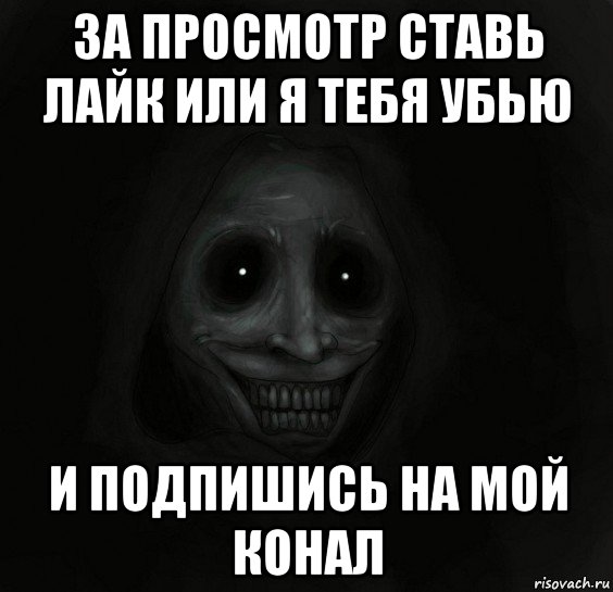за просмотр ставь лайк или я тебя убью и подпишись на мой конал, Мем Ночной гость