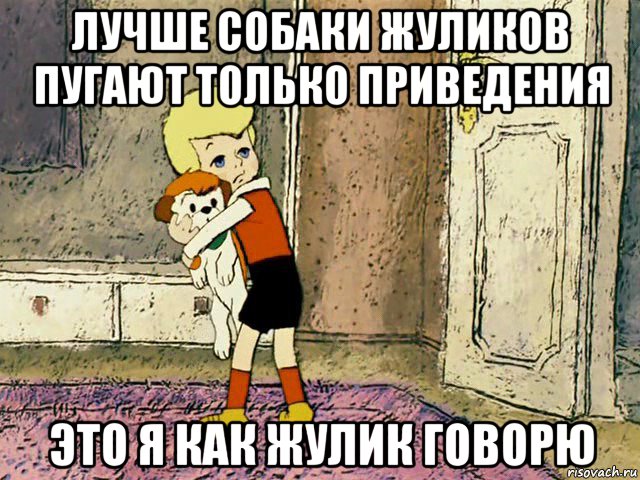 лучше собаки жуликов пугают только приведения это я как жулик говорю, Мем Малыш с собакой