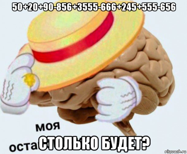 50+20+90-856+3555-666+245+555-656 столько будет?, Мем   Моя остановочка мозг