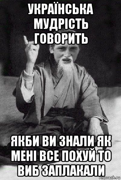 українська мудрість говорить якби ви знали як мені все похуй то виб заплакали, Мем Мудрий паца