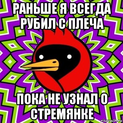 раньше я всегда рубил с плеча пока не узнал о стремянке, Мем Омская птица