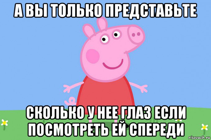 а вы только представьте сколько у нее глаз если посмотреть ей спереди, Мем Пеппа