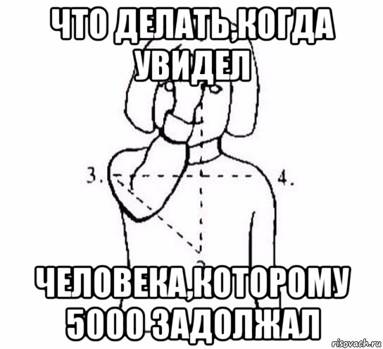 что делать,когда увидел человека,которому 5000 задолжал, Мем  Перекреститься