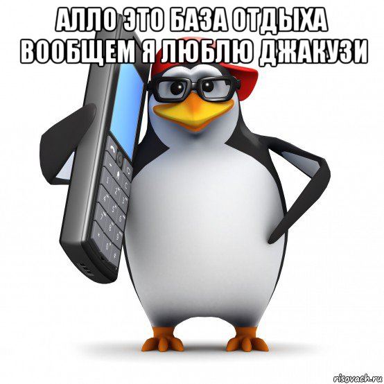 алло это база отдыха вообщем я люблю джакузи , Мем   Пингвин звонит