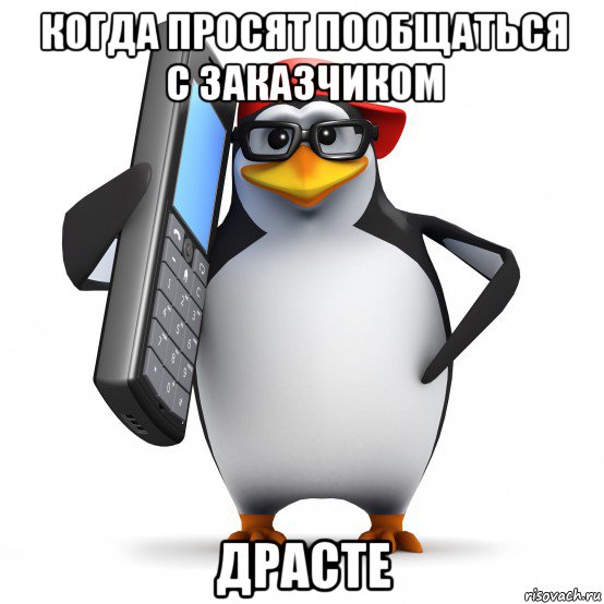 когда просят пообщаться с заказчиком драсте, Мем   Пингвин звонит