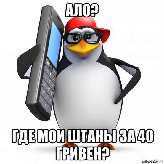 ало? где мои штаны за 40 гривен?, Мем   Пингвин звонит