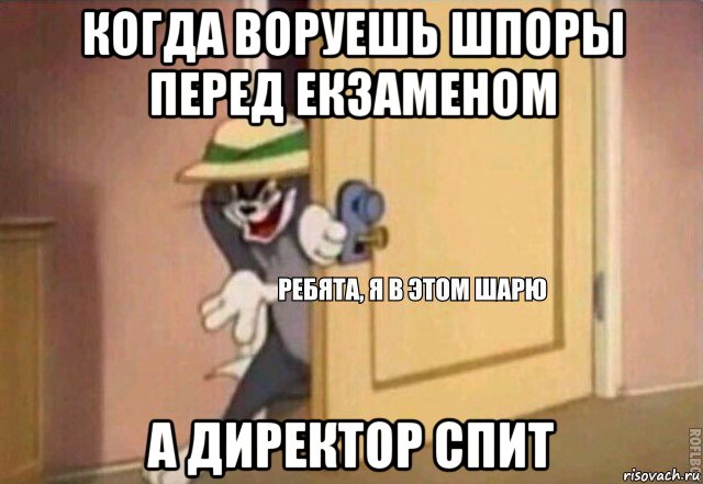 когда воруешь шпоры перед екзаменом а директор спит, Мем    Ребята я в этом шарю