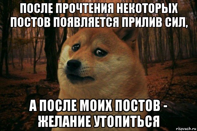 после прочтения некоторых постов появляется прилив сил, а после моих постов - желание утопиться