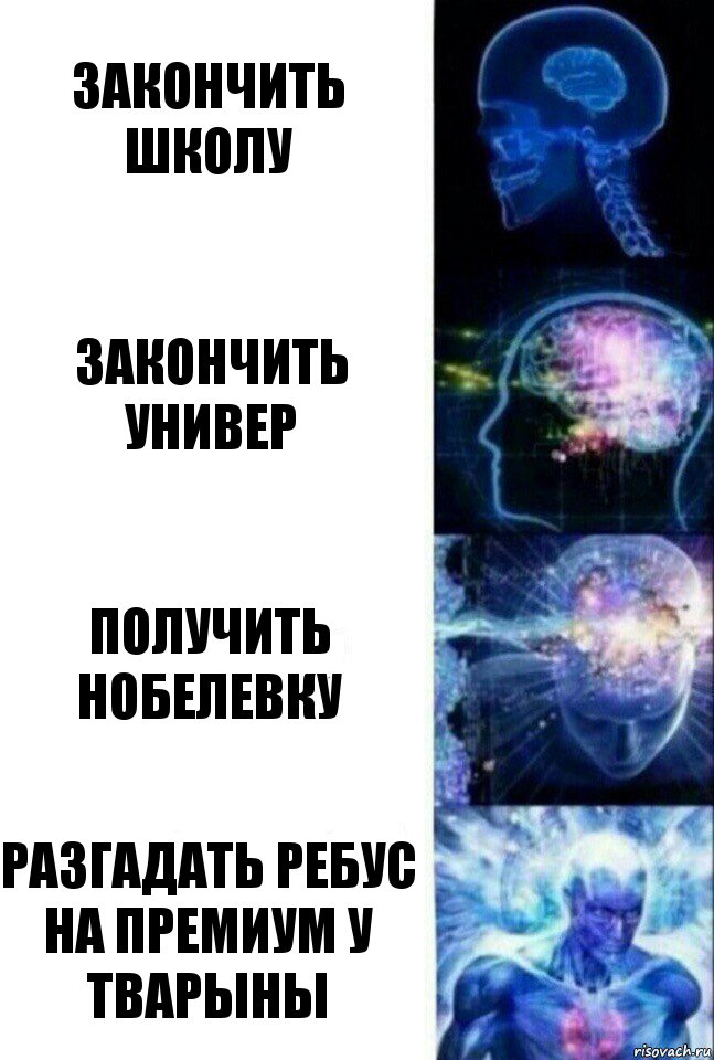 Закончить школу Закончить универ Получить нобелевку Разгадать ребус на премиум у Тварыны, Комикс  Сверхразум