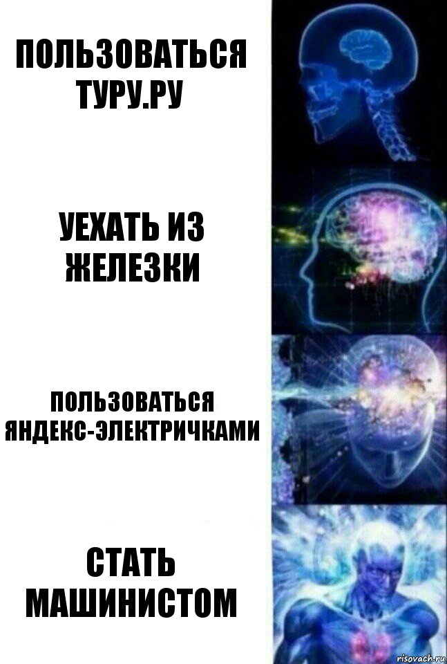 пользоваться туру.ру уехать из железки пользоваться яндекс-электричками стать машинистом, Комикс  Сверхразум