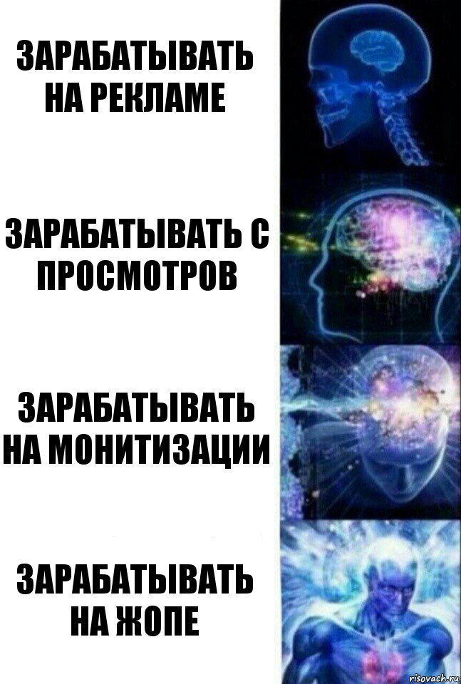 ЗАРАБАТЫВАТЬ НА РЕКЛАМЕ ЗАРАБАТЫВАТЬ С ПРОСМОТРОВ ЗАРАБАТЫВАТЬ НА МОНИТИЗАЦИИ ЗАРАБАТЫВАТЬ НА ЖОПЕ, Комикс  Сверхразум