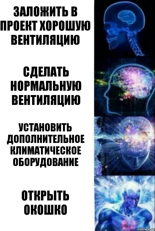 заложить в проект хорошую вентиляцию сделать нормальную вентиляцию установить дополнительное климатическое оборудование открыть окошко, Комикс  Сверхразум