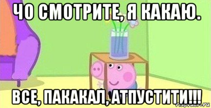 чо смотрите, я какаю. все, пакакал, атпустити!!!, Мем  Свинка пеппа под столом