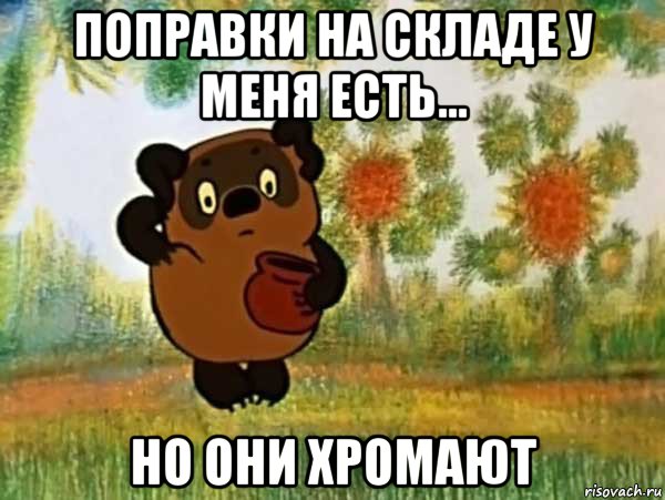 поправки на складе у меня есть... но они хромают, Мем Винни пух чешет затылок