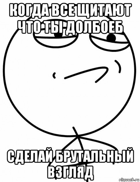 когда все щитают что ты долбоеб сделай брутальный взгляд, Мем вызов принят