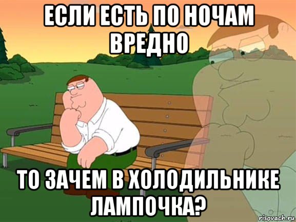 если есть по ночам вредно то зачем в холодильнике лампочка?, Мем Задумчивый Гриффин