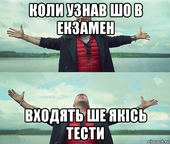 коли узнав шо в екзамен входять ше якісь тести, Мем Безлимитище