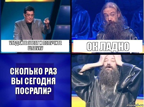 УГАДАЙТЕ ОТВЕТ И ПОЛУЧИТЕ ШАВУХУ ОК ЛАДНО СКОЛЬКО РАЗ ВЫ СЕГОДНЯ ПОСРАЛИ?, Комикс   Своя игра