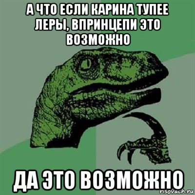 а что если карина тупее леры, впринцепи это возможно да это возможно, Мем Филосораптор