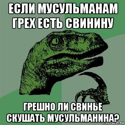 если мусульманам грех есть свинину грешно ли свинье скушать мусульманина?, Мем Филосораптор