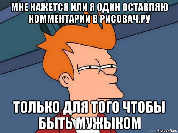 мне кажется или я один оставляю комментарии в рисовач.ру только для того чтобы быть мужыком, Мем  Фрай (мне кажется или)