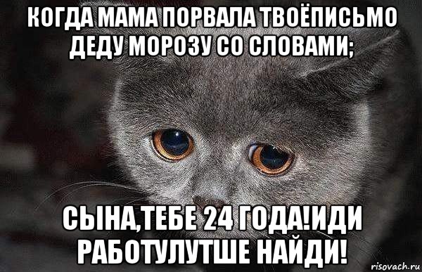 когда мама порвала твоёписьмо деду морозу со словами; сына,тебе 24 года!иди работулутше найди!