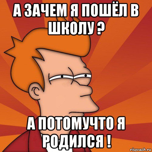 а зачем я пошёл в школу ? а потомучто я родился !, Мем Мне кажется или (Фрай Футурама)