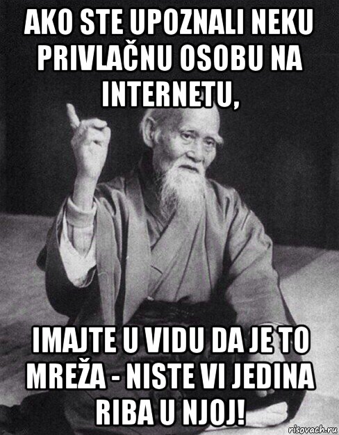 ako ste upoznali neku privlačnu osobu na internetu, imajte u vidu da je to mreža - niste vi jedina riba u njoj!, Мем Монах-мудрец (сэнсей)