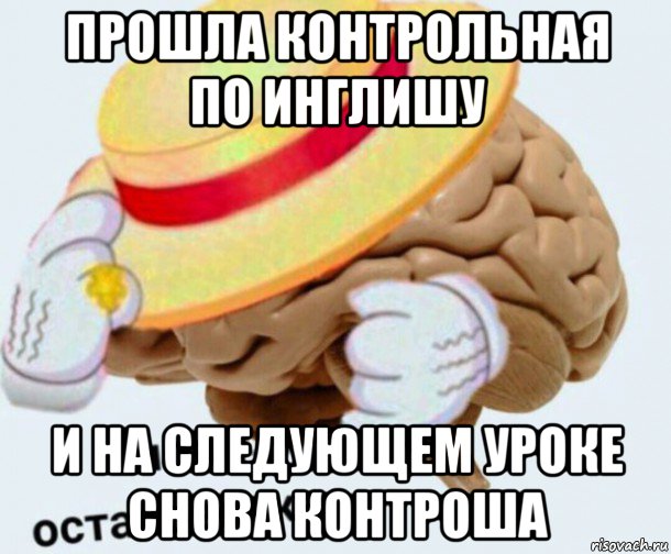 прошла контрольная по инглишу и на следующем уроке снова контроша, Мем   Моя остановочка мозг