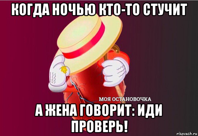 когда ночью кто-то стучит а жена говорит: иди проверь!, Мем   Моя остановочка