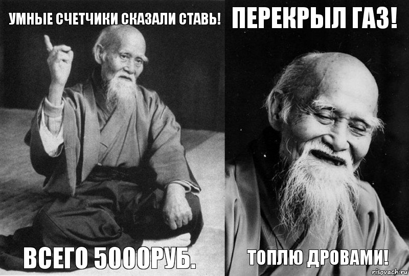 Умные счетчики сказали ставь! Всего 5000руб. Перекрыл газ! Топлю дровами!, Комикс Мудрец-монах (4 зоны)