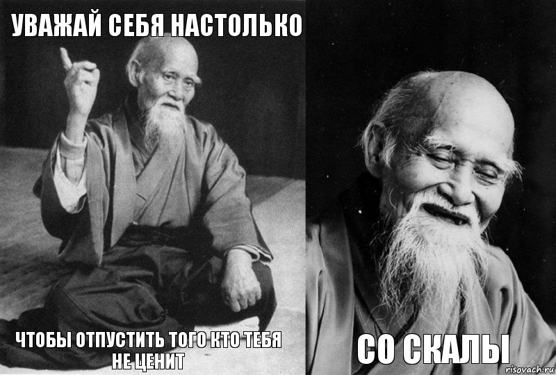 Уважай себя настолько Чтобы отпустить того кто тебя не ценит  Со скалы, Комикс Мудрец-монах (4 зоны)