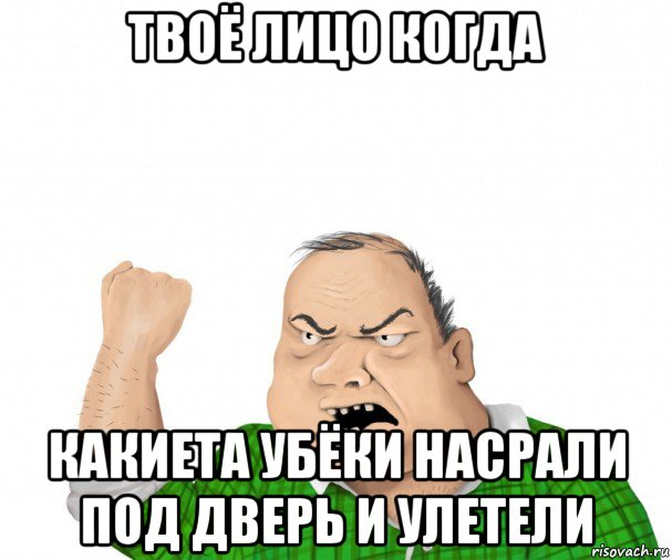 твоё лицо когда какиета убёки насрали под дверь и улетели, Мем мужик