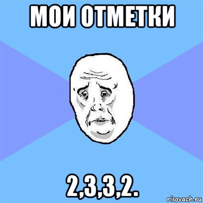 мои отметки 2,3,3,2., Мем Okay face