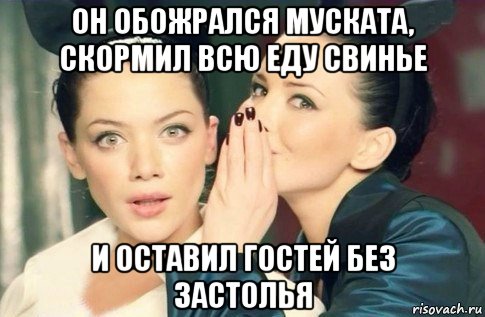 он обожрался муската, скормил всю еду свинье и оставил гостей без застолья, Мем  Он