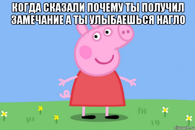 когда сказали почему ты получил замечание а ты улыбаешься нагло , Мем Пеппа