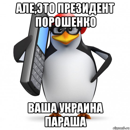 але,это президент порошенко ваша украина параша, Мем   Пингвин звонит